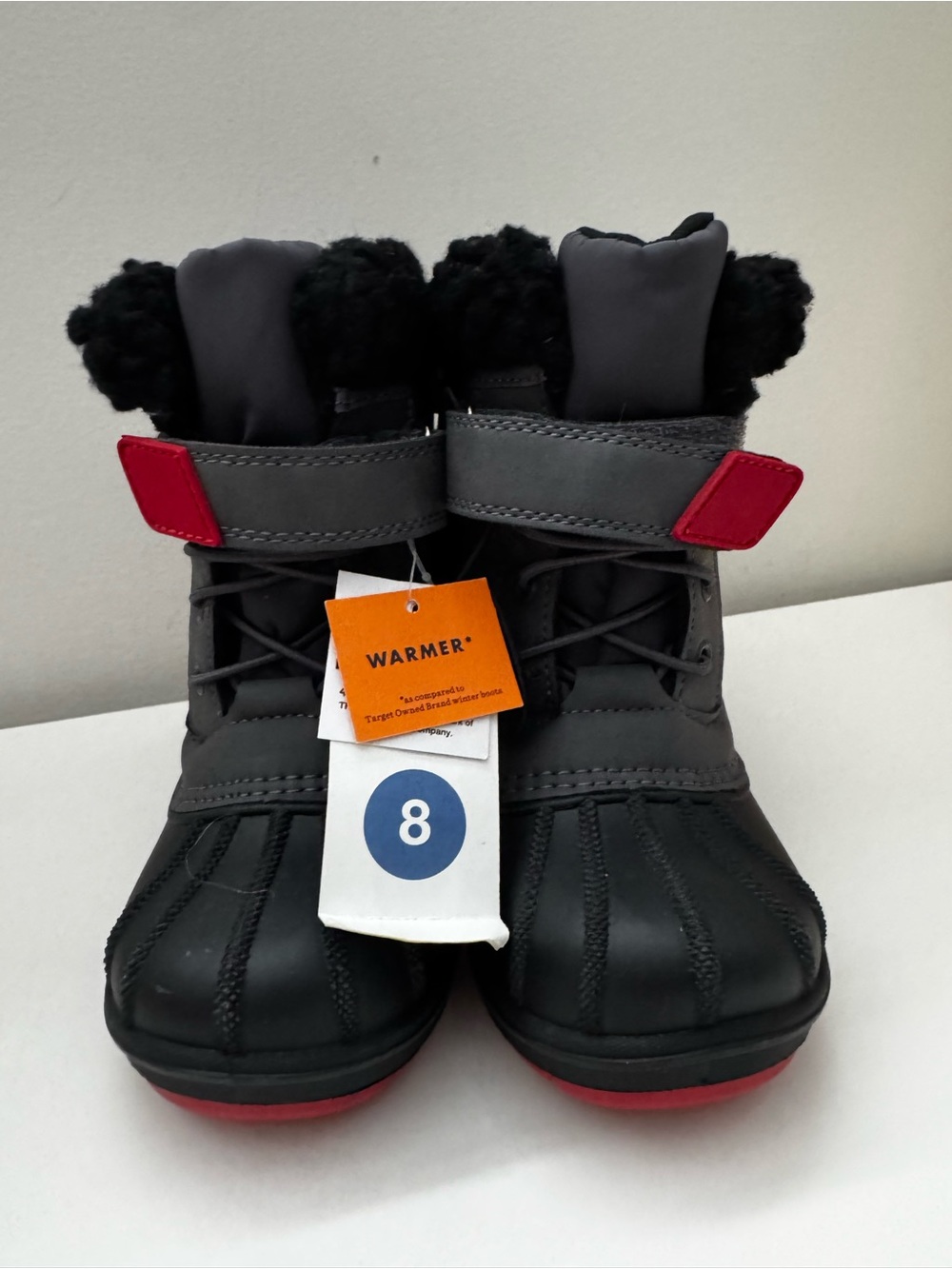 Cat & Jack toddler Waterproof Winter Boots with Sherpa Lining - Black & Red